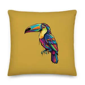 Tropical Toucan Accent Pillow - Mustard Yellow