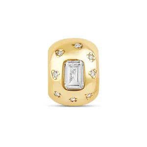 Center Stone Spacer Charm 18k gold plated over brass