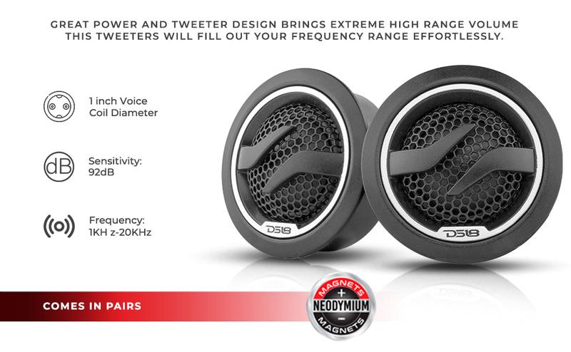 1.7" Dome Neodymium Tweeter 50 Watts 1" Pei 4-Ohm Vc