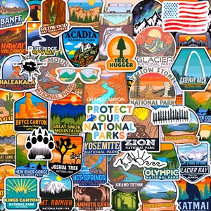 156 Pcs National Parks / Outdoor Themed Sticker Pack Outdoor Nature Camping Hiking Inspired Waterproof Vinyl Decals for Water Bottles Laptop Car, Travel Adventure Parks Waterproof