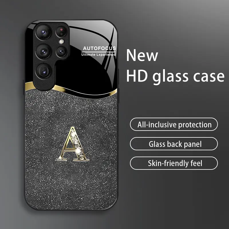 Galaxy S24 Ultra Mobile Phone Case, High-End Flashing Letter Glass Accessory, Business-Style Metal Paint Electroplated Cover, Affordable Anti-Fall Anti-Fingerprint Protection-888, Accessories
