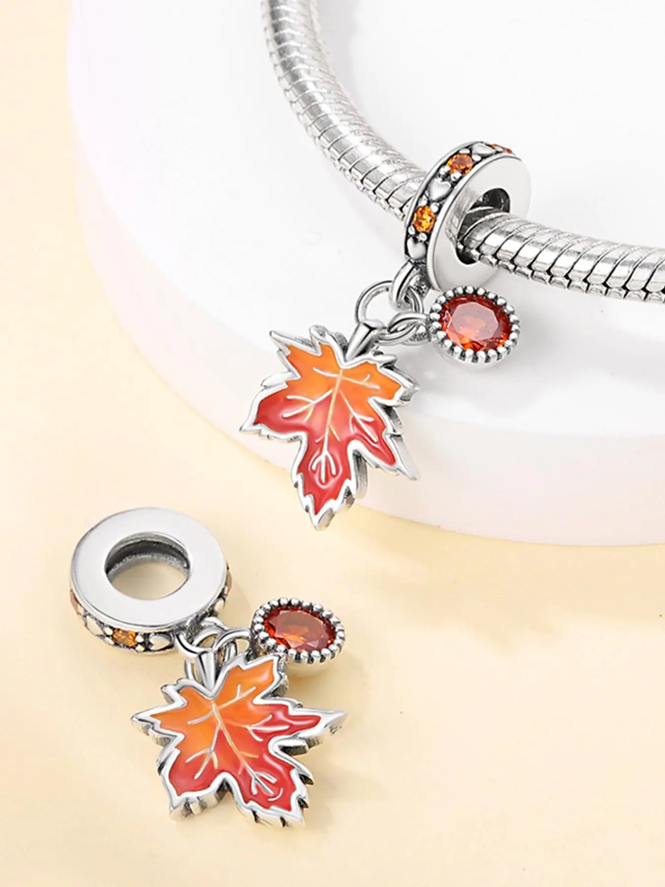 Maple Leaf Design Pendant & Charm Beads, Fashionable Jewelry for Women, Trendy All-match & Exquisite Jewelry for Birthday Gift