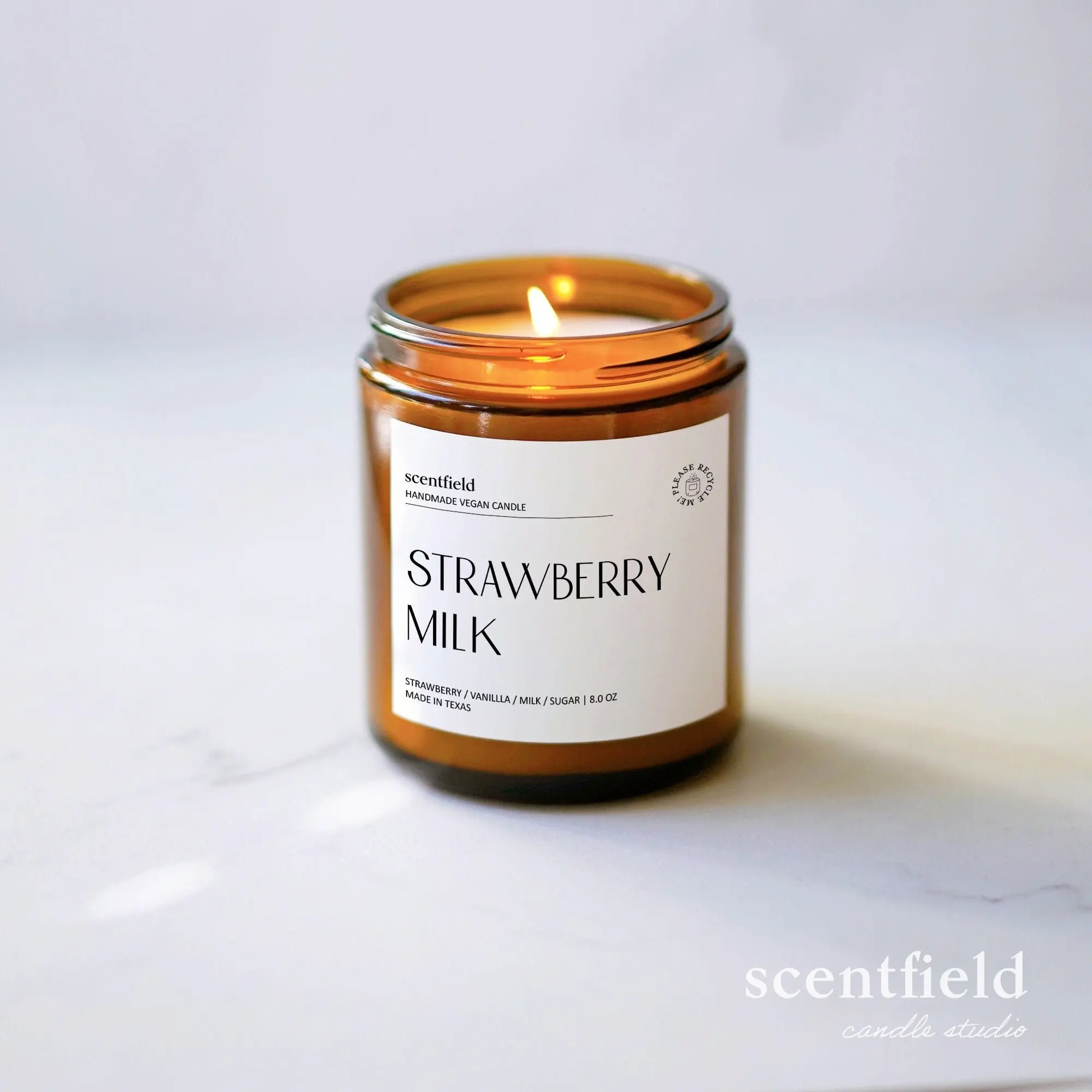 Strawberry Milk Candle, Strawberry + Milk + Sugar + Vanilla, Strawberry Lover Gift for Girl, Candle for Home, Spa Salon, Office