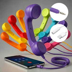 Retro phone earpiece | Designed for seniors’ calls | 3.5 mm plug with Type‑C adapter | Adjustable volume | Nostalgic multicolor options | Office call accessory | Thoughtful gift item