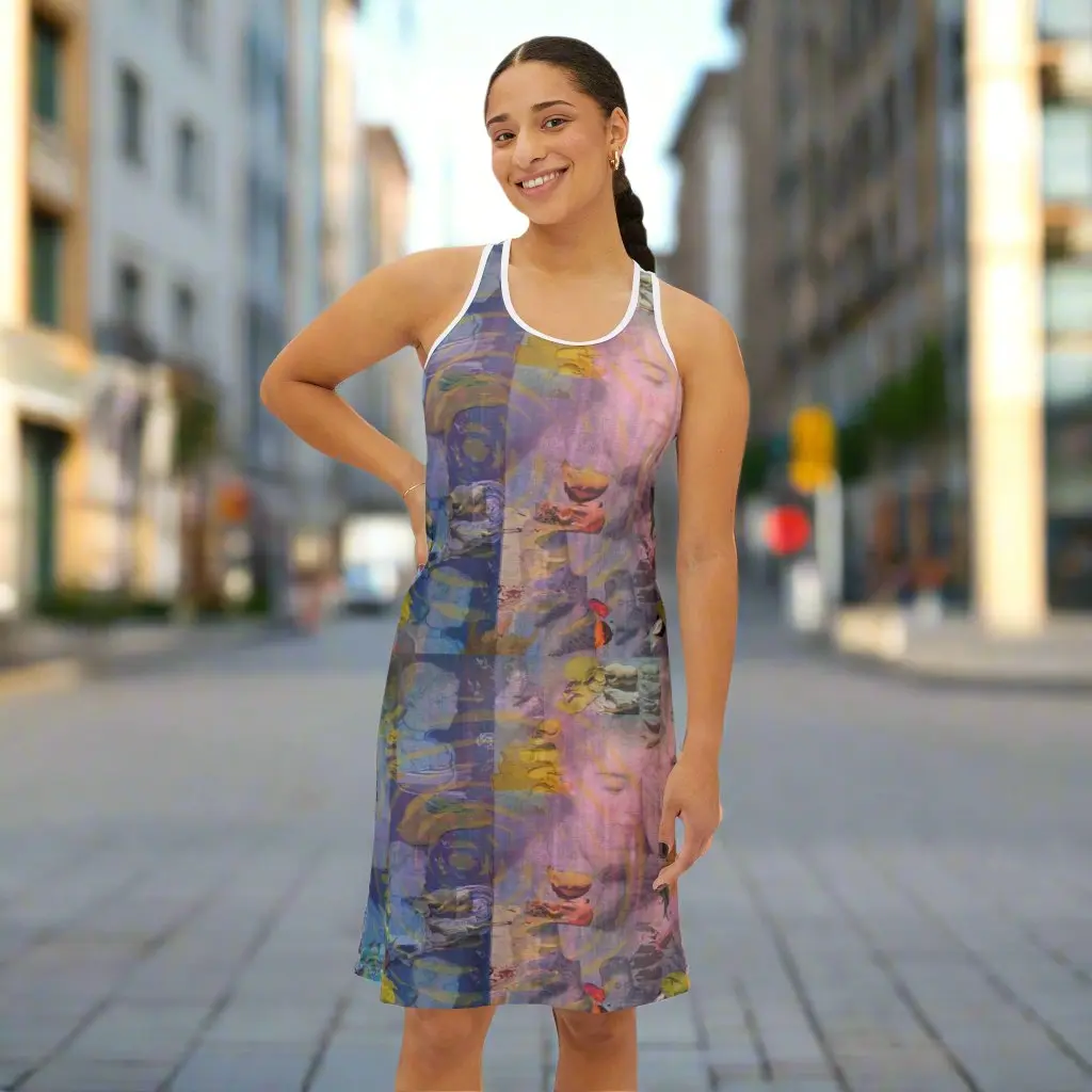Racerback Dress | Painterly Oil Paint Design – Vibrant Colors