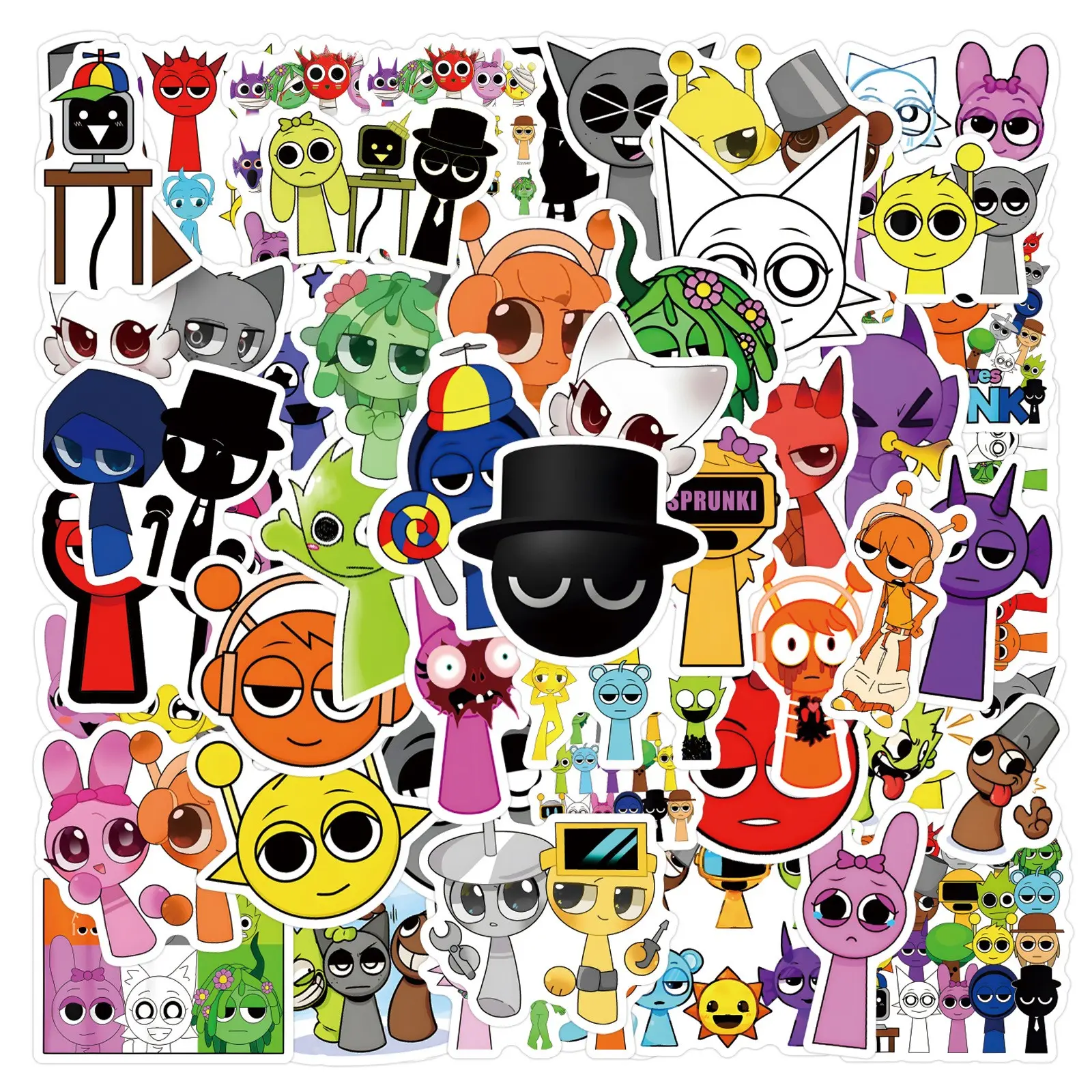 110 Sheets Incredibox Graffiti Stickers, Decals Stickers, Waterproof Car Luggage Cup Stickers, Fun Game Rhythm Box Decorations, Durable & Reusable