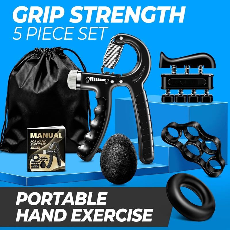 Grip Strength Trainer (5 Pack), Forearm Strengthener, Hand Strengthening Devices, Hand Exercisers for Strength, Finger Strengthener, Wrist Exerciser, Baseball Climbing Calisthenics Basketball