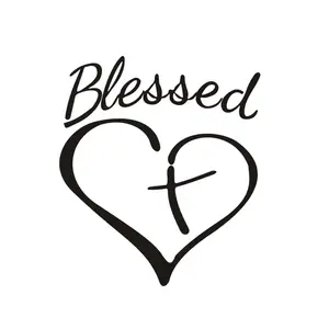 Faith Car Decal – Blessed Heart Lettering Vinyl Sticker for Rear Window – Christian Inspirational Auto Decor