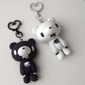 Black and White Evil Bear Keychains, Cute Bear Bag Charms, Ideal as Gifts, Excellent Collectibles, Fashion Accessories
