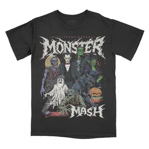 Monster Mash Comfort Colors Graphic Tee Unisex T-shirt Gothic Alternative Fashion Halloween Fall Fashion  Streetwear Fit Black