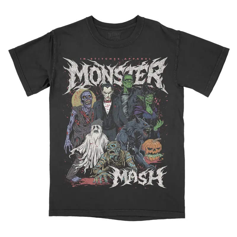 Monster Mash Comfort Colors Graphic Tee Unisex T-shirt Gothic Alternative Fashion Halloween Fall Fashion  Streetwear Fit Black