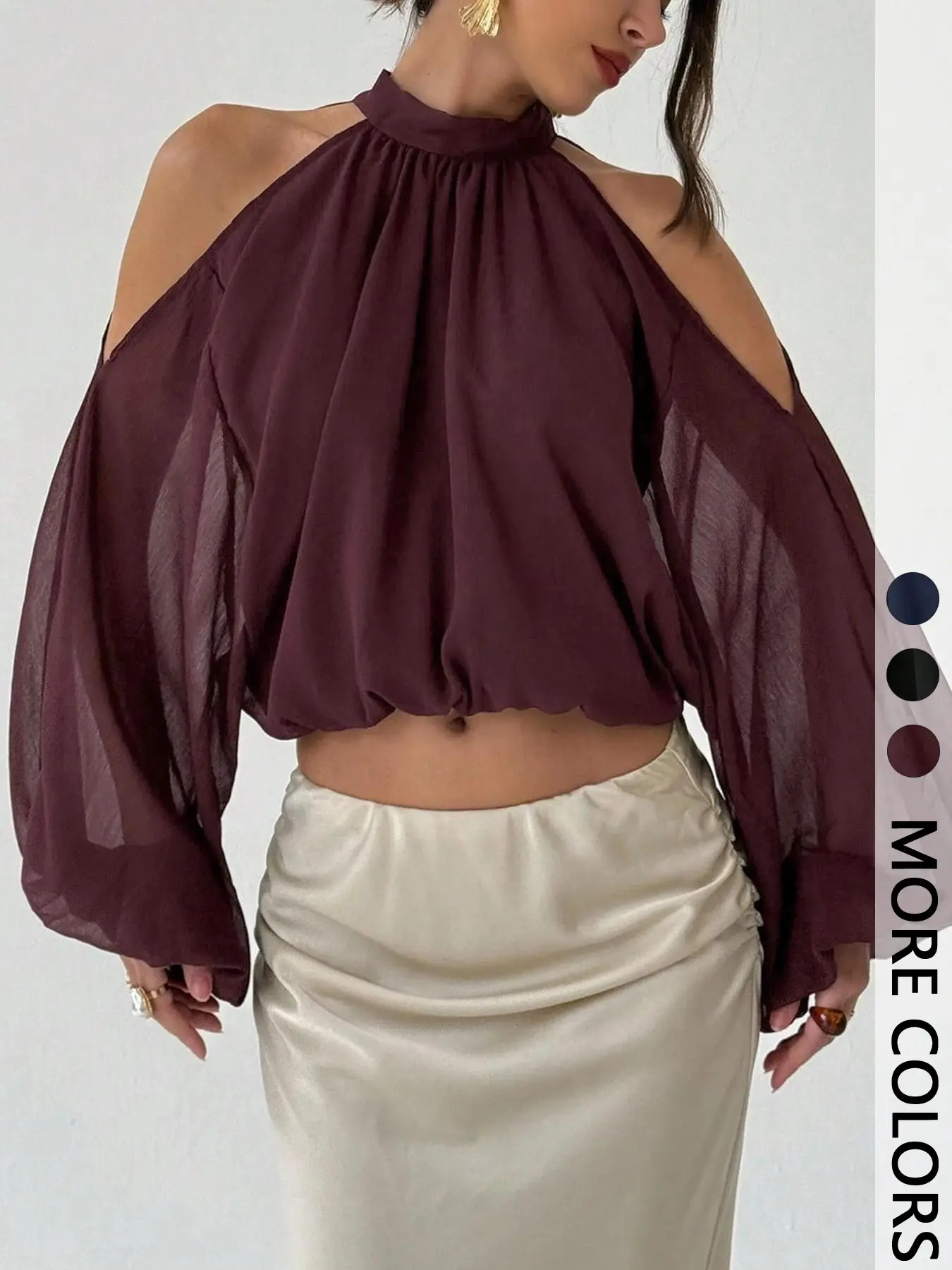 Elegant, Chic One-Piece Pure Color Off-Shoulder Short Blouse Shirts, Statement, Stylish Backless Design, Perfect for Casual & Formal Wear, Women's Fashion Essential Top