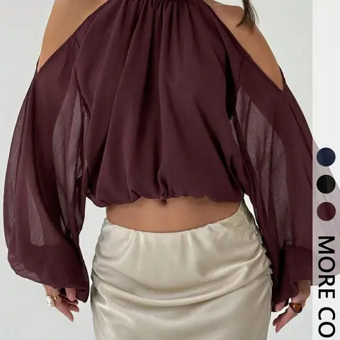 Elegant, Chic One-Piece Pure Color Off-Shoulder Short Blouse Shirts, Statement, Stylish Backless Design, Perfect for Casual & Formal Wear, Women's Fashion Essential Top, Classy Tops