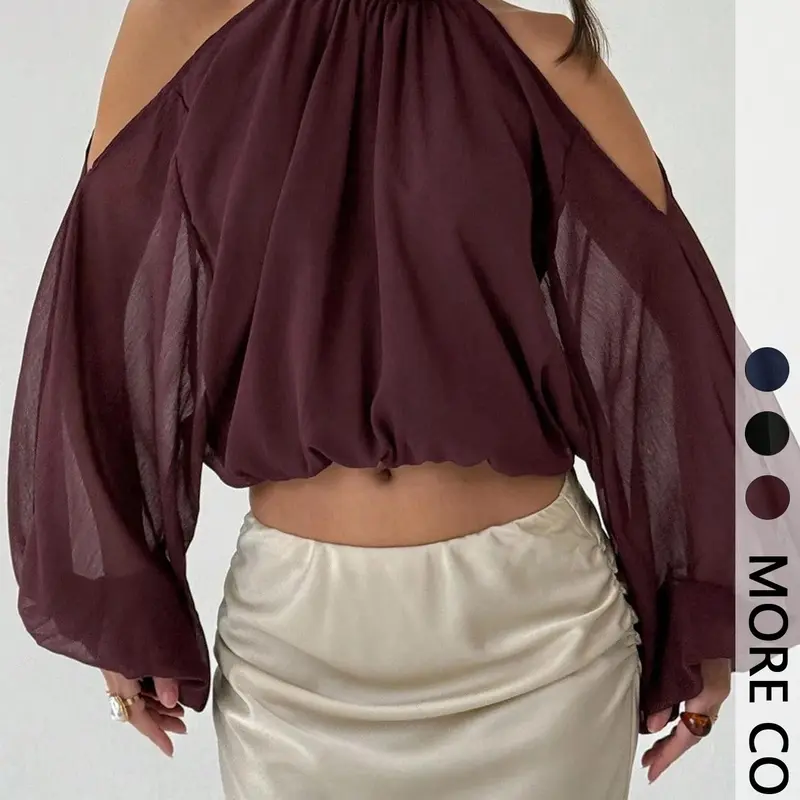 Elegant, Chic One-Piece Pure Color Off-Shoulder Short Blouse Shirts, Statement, Stylish Backless Design, Perfect for Casual & Formal Wear, Women's Fashion Essential Top, Classy Tops