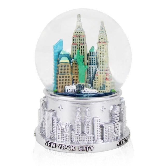 65MM Silver Skyline "NEW YORK City" Snow Globe | NYC Snow Globe | New York Souvenir