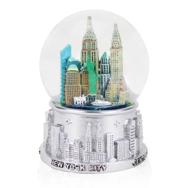 65MM Silver Skyline "NEW YORK City" Snow Globe | NYC Snow Globe | New York Souvenir