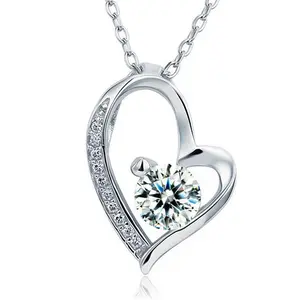 1 Carat Silver Heart Shape Necklace
