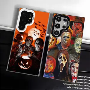 Horror Movie| Halloween Scream Phone Casing For SAMSUNG GALAXY S22 S23 S24 S25 FE ULTRA PLUS Hard TPU PET PC Silver White Black  Stylish Gift Shockproof Protection Anti-Drop Protective Protector Phone Cases Shell Cover