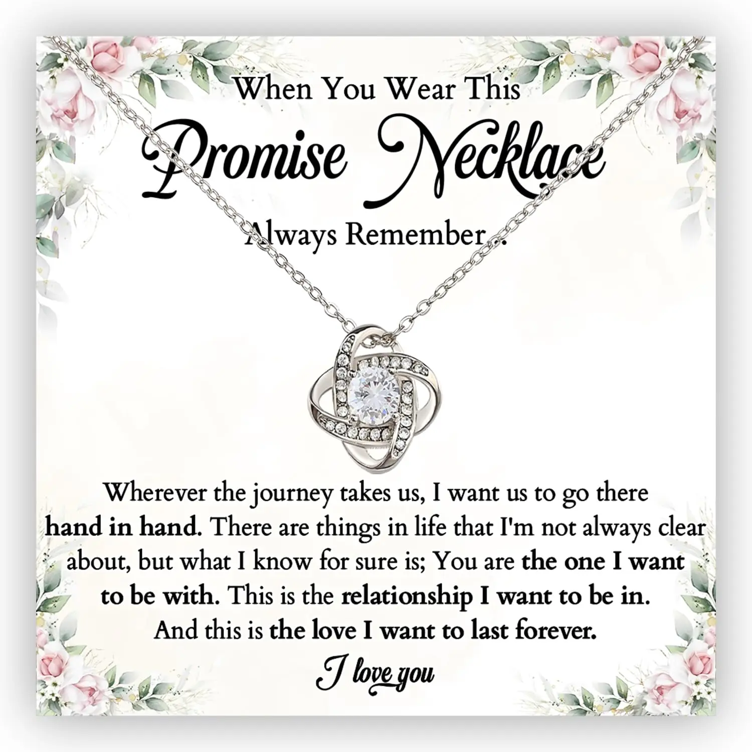 Promise Necklace For Her, Promise Necklaces Gifts For Women, Promise Knot Necklace For My Wife, Promise Necklaces Gift For Soulmate Girlfriend Wife Finacee, Anniversary Christmas Birthday Gift For Her