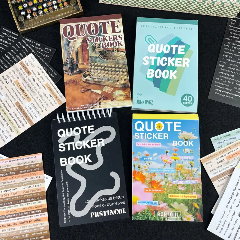 PRSTINCOL Vintage Stickers Book - Craft Kits with Inspirational Quotes, Bible Poetic Adhesives, Free Tweezers, Aesthetic Journaling, DIY Craft Accents, Laptop Quote Decor for Scrapbooking Embellishment