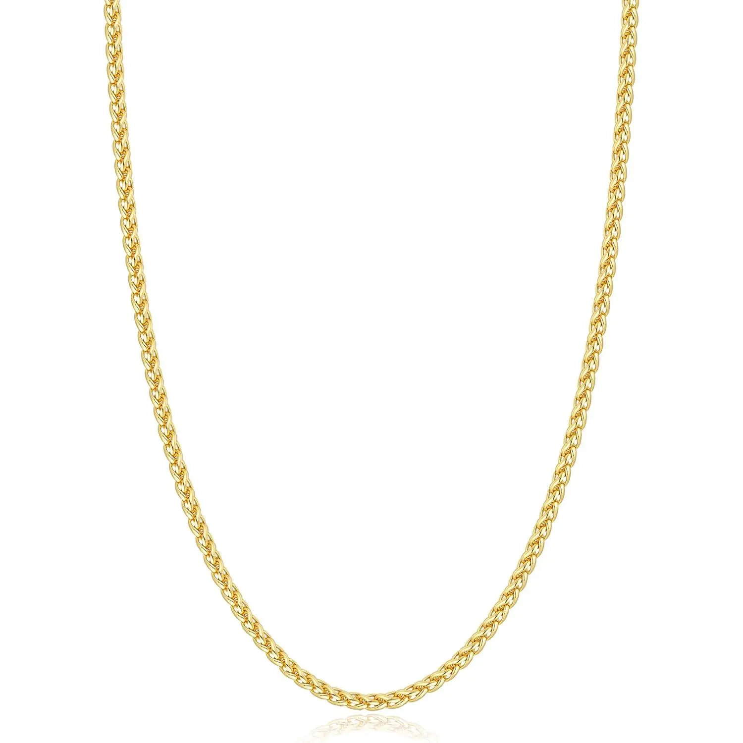 Italian Silver Wheat Chain/14k Gold Chain Necklace for Men, 2.5mm 3mm Chains for Men, Stainless Steel Necklace Chains for Men and Women, Mens Chain Necklace 16 18 20 22 24 26 Inch