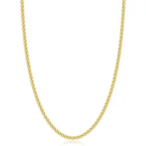 Italian Silver Wheat Chain/14k Gold Chain Necklace for Men, 2.5mm 3mm Chains for Men, Stainless Steel Necklace Chains for Men and Women, Mens Chain Necklace 16 18 20 22 24 26 Inch