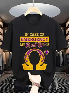 Omega Psi Phi Fraternity Funny "My Blood Type Is Omega" T-Shirt - Greek Life Tee with Omega Symbol, Soft Breathable Crew Neck Shirt in Black/Purple/Yellow for Fraternity Brothers - Casual, Party, Casual Attire - Machine Washable Brother Gift Idea, Party O
