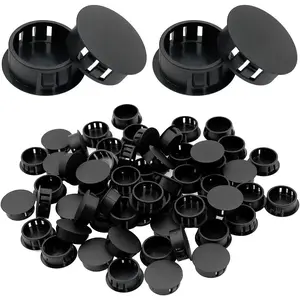 1 Inch / 25mm Black Plastic Hole Plugs Flush Mount Hole Cover Tubing End Cap (60 Pack)