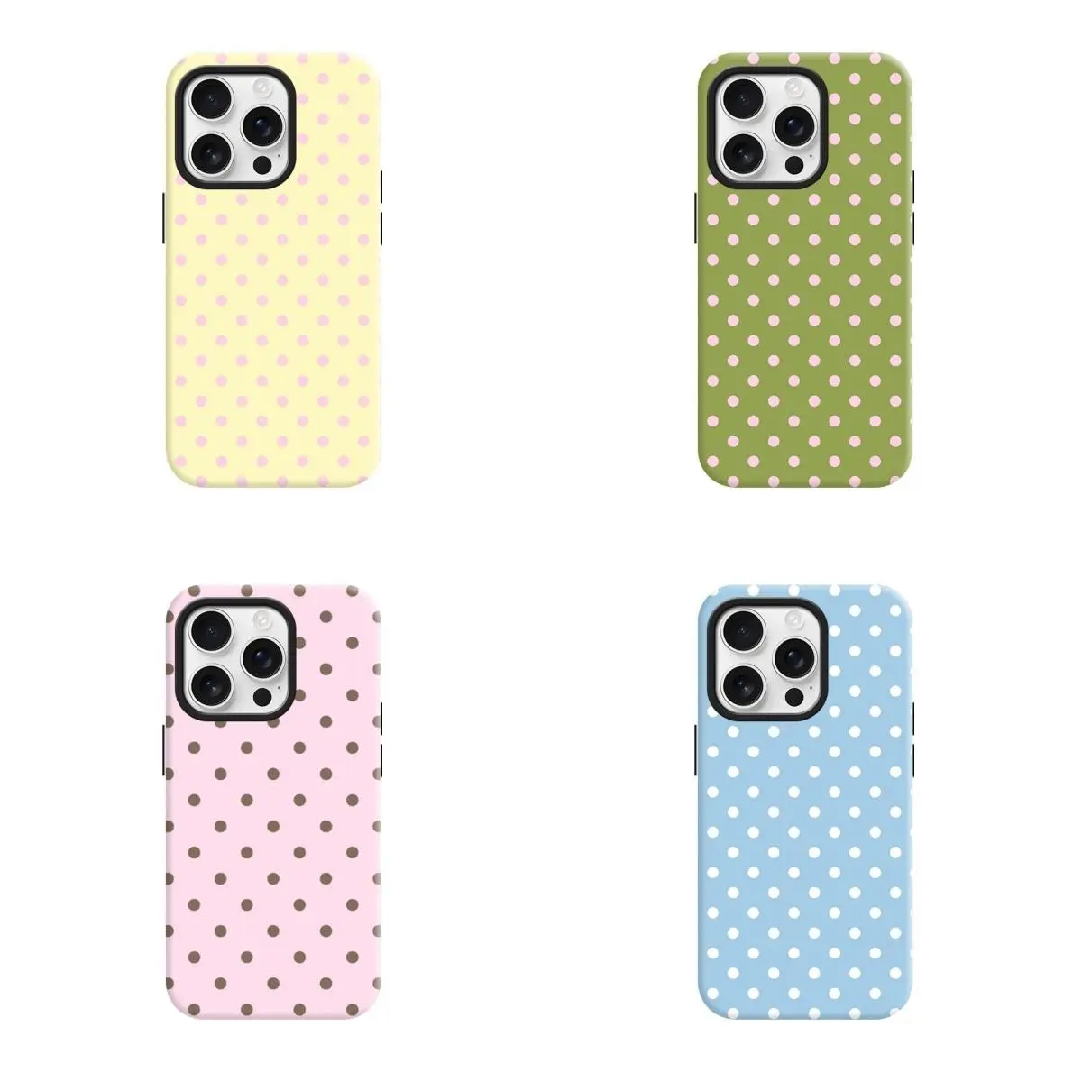 Colorful Polka Dots For Spring & Summer Shockproof Phone Case Elegant Retro Style Cover for iPhone 17 16 15 14 13 12 11 Pro ProMax Plus  Air series/Samsung Anti-Slip Anti-Yellowing 2-in-1 PBT+TPU, Hard