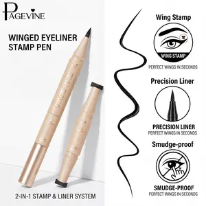 2-in-1 Cat Eye Eyeliner Stamp Pen, Triangle Wing Guide & Precision Liner for Easy Symmetrical Wings, Waterproof Long Lasting Makeup,Eye Makeup Tools.