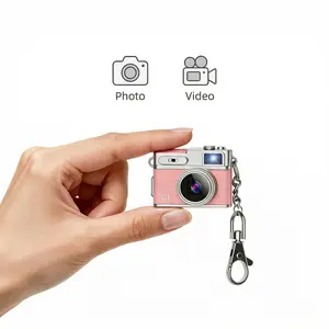Mini Digital Camera Y2K Keychain Pocket Camera 1080P HD 1MP Lens Flash 0.96-Inch Screen 16GB SD Card Compact Stylish for Travel Concerts Kids Instant Party Use Perfect Holiday Gift Cable Charging Chargeable Pink