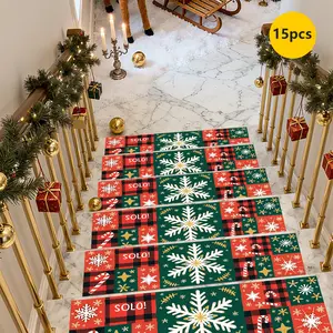 Non-Slip Stair Carpet,Christmas decorations Step Protection Carpet, Decorative Bordered Stair Mat, Home Decor Rugs for Home Decoration & Bedroom Accessories - Suitable for Indoor, Outdoor Stairs & Multiple Scenarios
