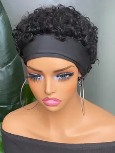 Short Culy Headband Wig Human Hair for Women Pixie Cut Headband Wig for Women