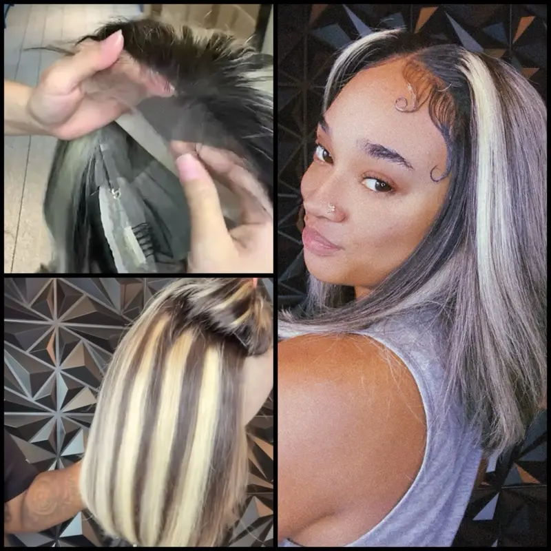 Hd 613 Highlighted & Black Wig Frontal Lace Wig 200% Density Ombre Human Hair 100% Human Hair Frontal Lace Wig for Stylish Looks