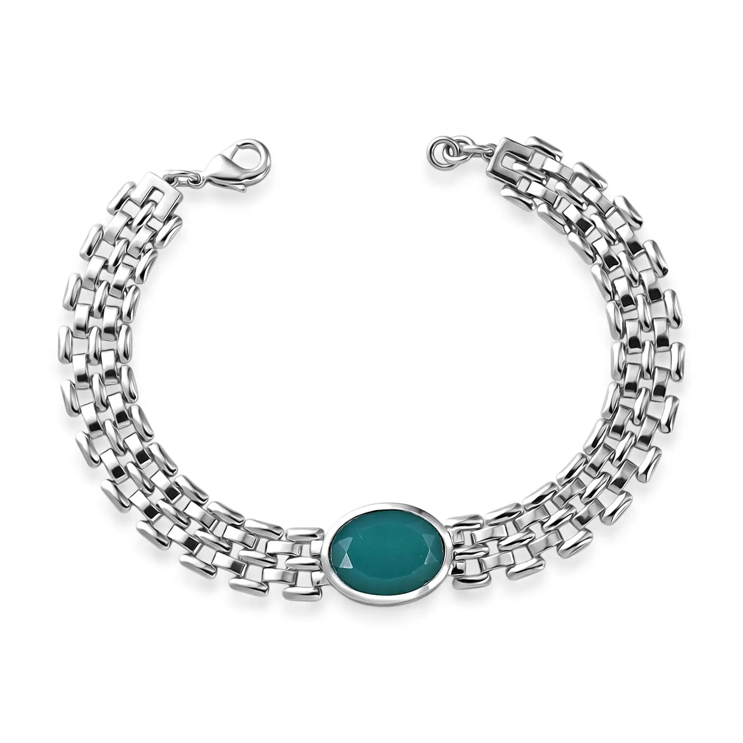EverTrue Verde Onyx Chain Bracelet in Platinum Bond (8.00 In) 8.60 ctw