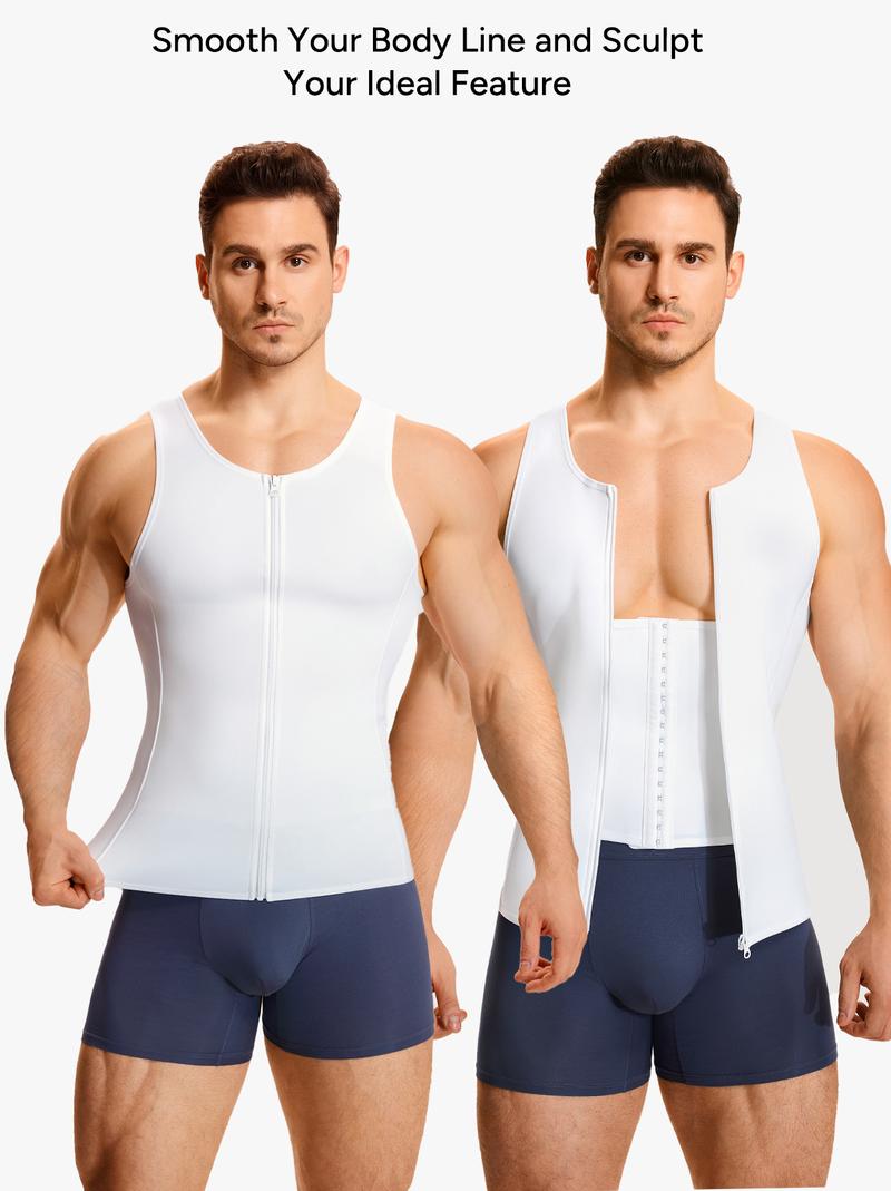 【Nebility】Men's  Waist Trainer Trimmer Compression Vest Steel Bone Support  Outdoor Sport Exercise Athletic Shapewear Fitness Zipper