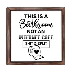 Heart-Shaped Toilet Paper Roll Wooden Frame Wall Art Decor, 20x20 Cm Bathroom Decoration with Adhesive Tape Included