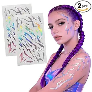 50 temporary tattoos of dark fantasy mysterious runes, 2 temporary tattoo stickers of demon-marks imprints, suitable for kpop parties, role-playing, parties, festivals, and photography (2)