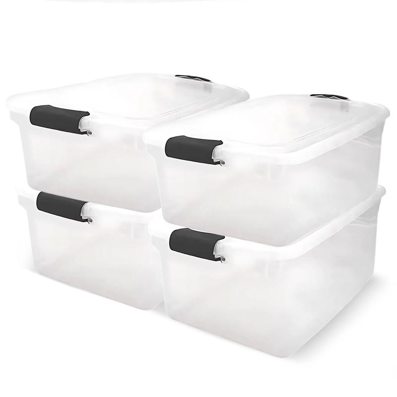Homz 66 Qt Clear Storage Organizing Container Bin with Latching Lids (4 Pack)