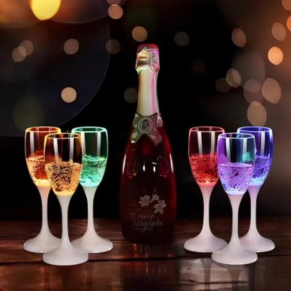 Food Grade Water Activated LED Champagne Cup,6 Color Glow Flashing Goblet,Novelty Light Up Wine Glass for Wedding Birthday Party Bar Night Club Decor