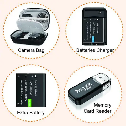 CAMKORY Photography Accessory Set – Rechargeable Battery, Charger, Carrying Bag, SD Card Reader (️ NOT Compatible with All Models – Please Message Us to Verify Before Ordering)
