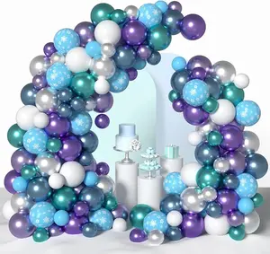 Winter Wonderland Balloons Garland Arch Kit,Different Sizes Blue Balloons for Happy Birthday Baby Shower Christmas New Year Purple Balloons Froze Party Decoration Supplies