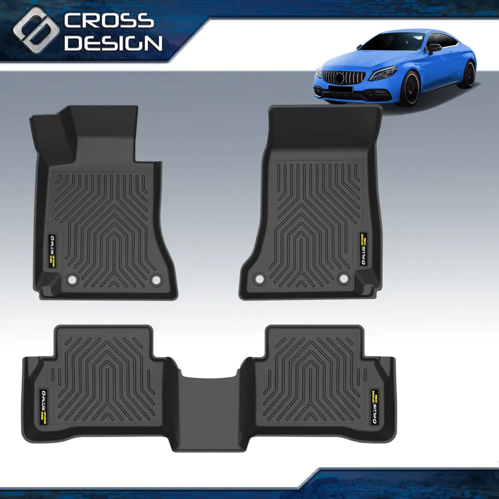 CROSSDESIGN Car Mats for Cars - All-Weather, Anti-Slip, Waterproof, Easy-Maintenance Automotive Floor Mats, Carpet  Interior Accessory Compatible with 2015-2021 Mercedes Benz C-Class, Car Mats Cars