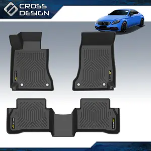 CROSSDESIGN Car Floor Mats Fit For 2015-2021 Mercedes Benz C-Class All Weather Carpet Liner