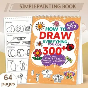 Youngsters' Creative Drawing Book - 300+ Fun Activities for Ages 4-12, Safe Non-Toxic Paper, Perfect for Coloring & Art Development, Art Supplies, Art Sketchbooks
