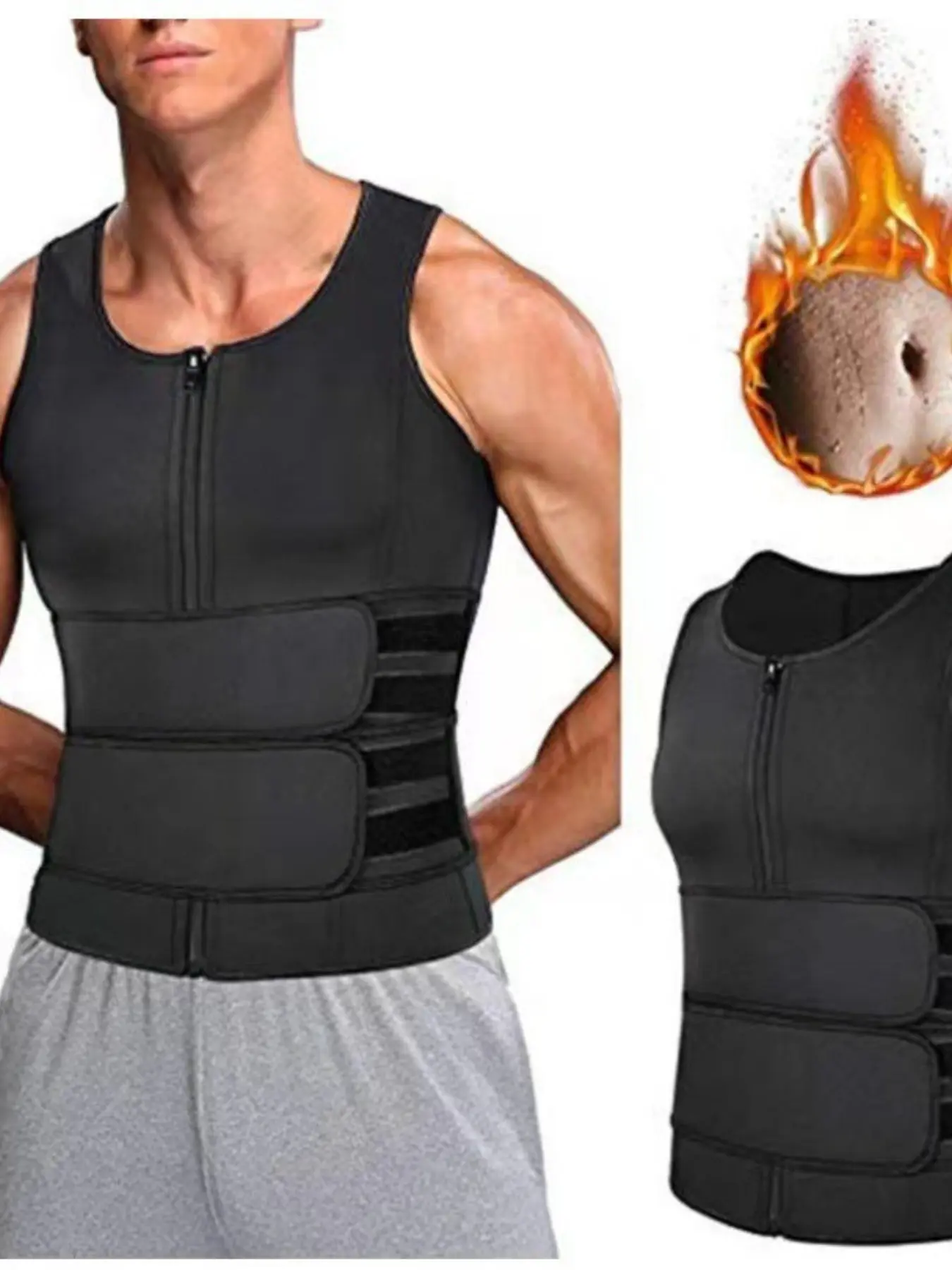 Men's Shapewear Vest with Dual Waist Straps, Reinforced Chloroprene Rubber, Sports Fitness Body Shaper, Style, Sweat Vest, Sports Shaping Vest, Neoprene Fitness Vest
