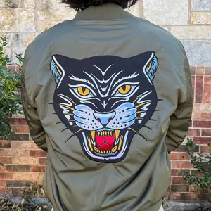 Paul Dobleman Flying Panther Jacket Menswear Shell Bomber Coats Nylon Polyester Embroidered Patches YKK Zippers Inside Stash Pocket