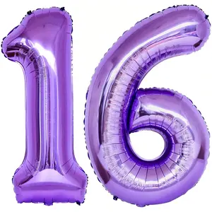 Number 16 Purple Balloons 40 Inch Giant Purple 16 Number Foil Helium Balloons for 16th Purple Birthday Party Supplies 16th Anniversary Events Decorations