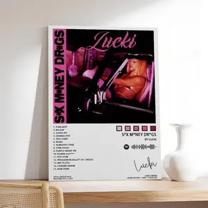 LUCKI Poster Sx Mney Drgs Album Cover Poster for Room Aesthetic Decorative Painting Wall Art Living Room