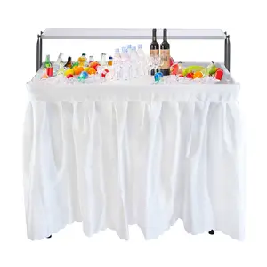 4 ft Folding Ice Table with Drain and Matching Skirt: Ideal for Parties, Cooling Drinks, and Fishing Cleaning Station